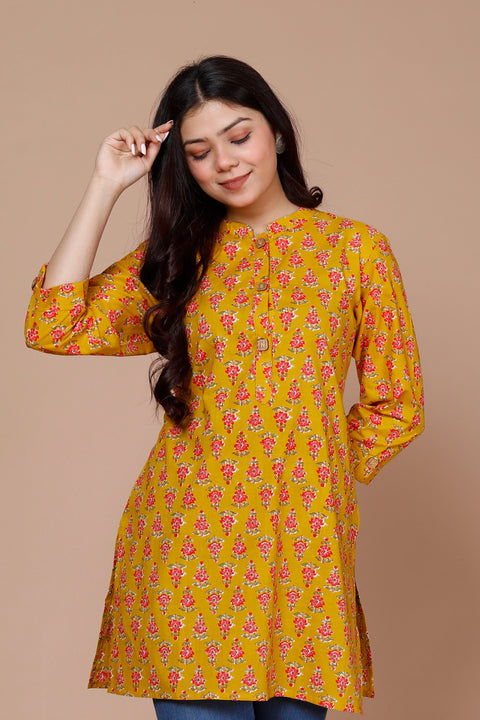 Designer Yellow Color Indian Ethnic Kurti For Casual Wear (K980)