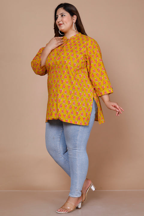Designer Yellow Color Indian Ethnic Kurti For Casual Wear (K980)