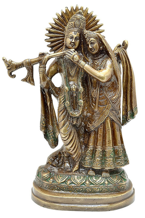 Brass Radha Krishna Idol For Home Decor, Standard, 1 Piece(Design 99)