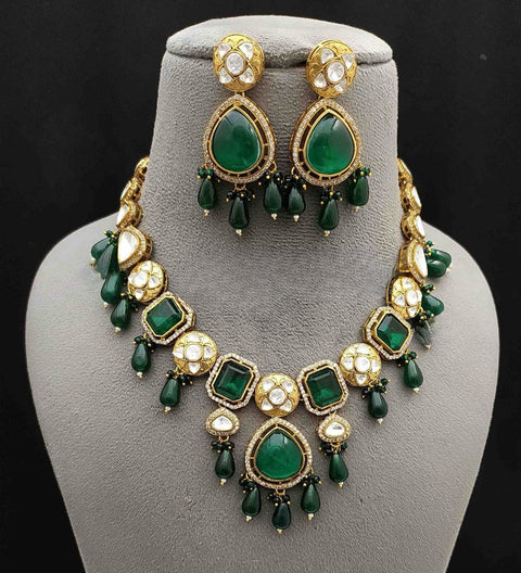 Designer Beaded Royal Kundan Necklace with Earrings (D898)