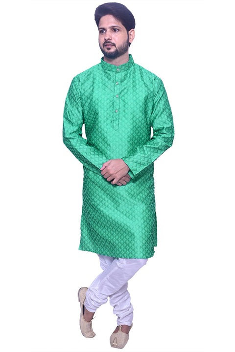 Designer Teal Green Color Silk Kurta Pajama (D103)