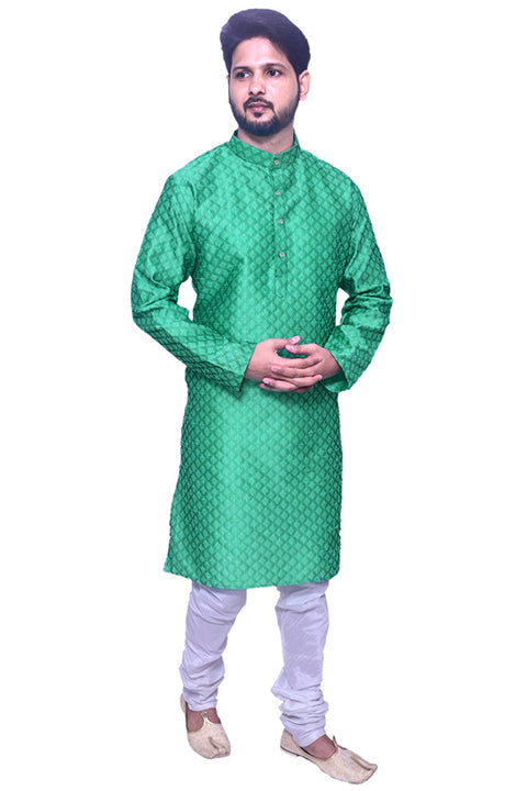 Designer Teal Green Color Silk Kurta Pajama (D103)