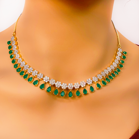 American Diamond and Semi-Precious Designer Necklace Set