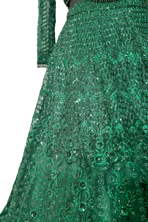 Designer Sea Green Color Heavy Embroidered Net Lehenga Choli (D300)