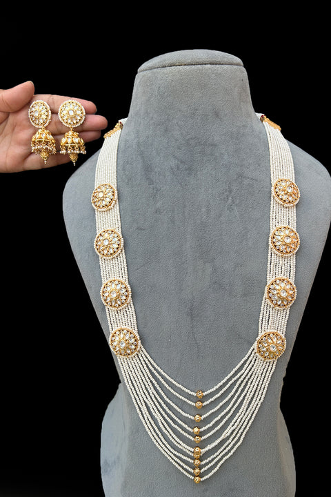 Designer Royal Kundan & Beads Long Necklace with Earrings (D916)