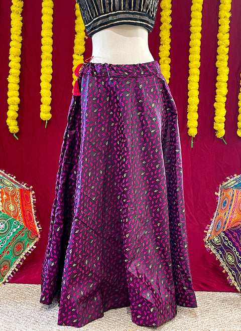 Purple Color Lehenga Skirt with Brocade Designs (D12)