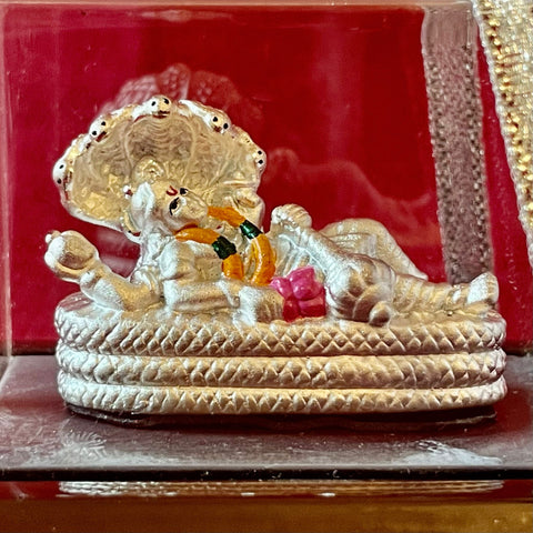 999 Pure Silver Rectangular Vishnu Ji On Sheshnag Idol