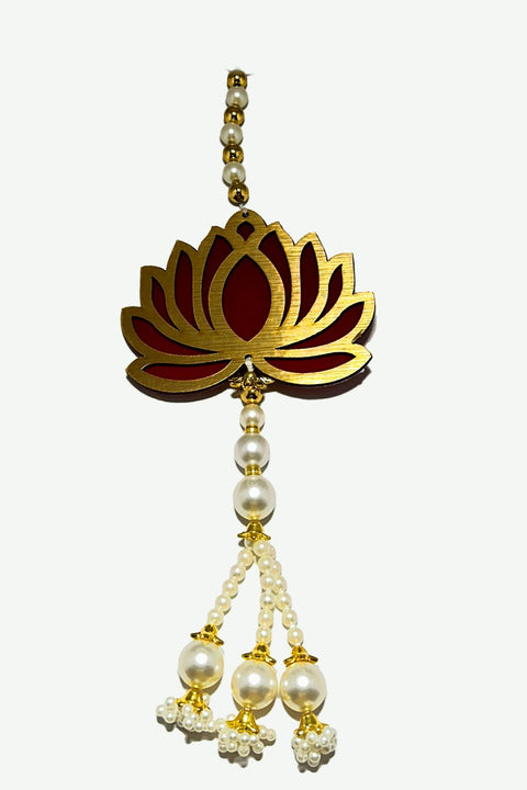 Handmade Wall Decor Lotus with Pearl String, Hanging for Home Decor, Diwali Decor, Wedding and All Festival Decor (D2)