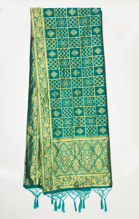 Teal Green Color Art Silk Bandhini Print Dupatta For Casual, Party (D49)