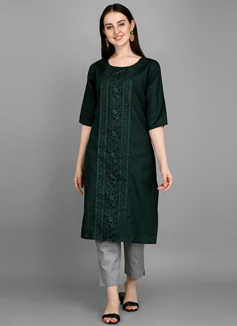 Designer Green Color Indian Ethnic Kurti in Fancy For Casual Wear (K1011)