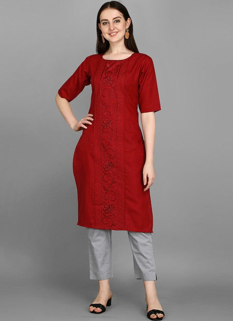 Designer Mahroon Color Indian Ethnic Kurti in Fancy For Casual Wear (K1010)