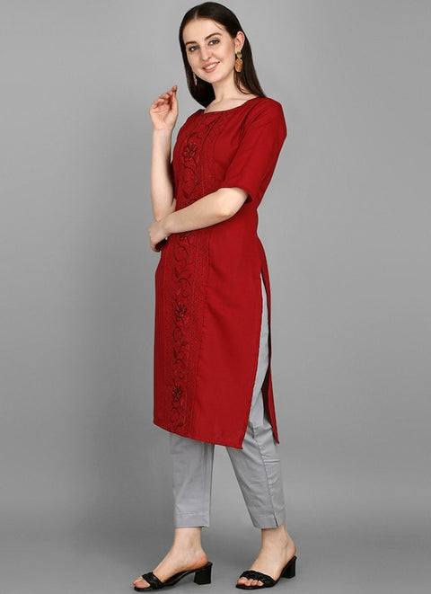 Designer Mahroon Color Indian Ethnic Kurti in Fancy For Casual Wear (K1010)