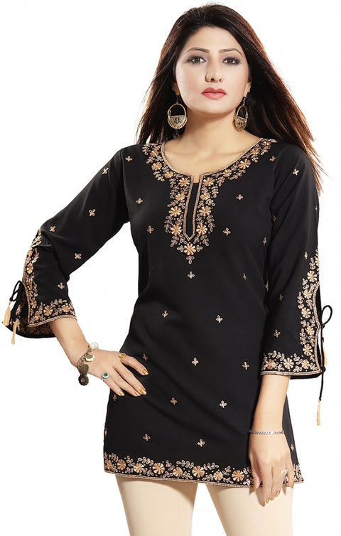 Gorgeous Black Color Indian Ethnic Kurti For Casual Wear (K481)