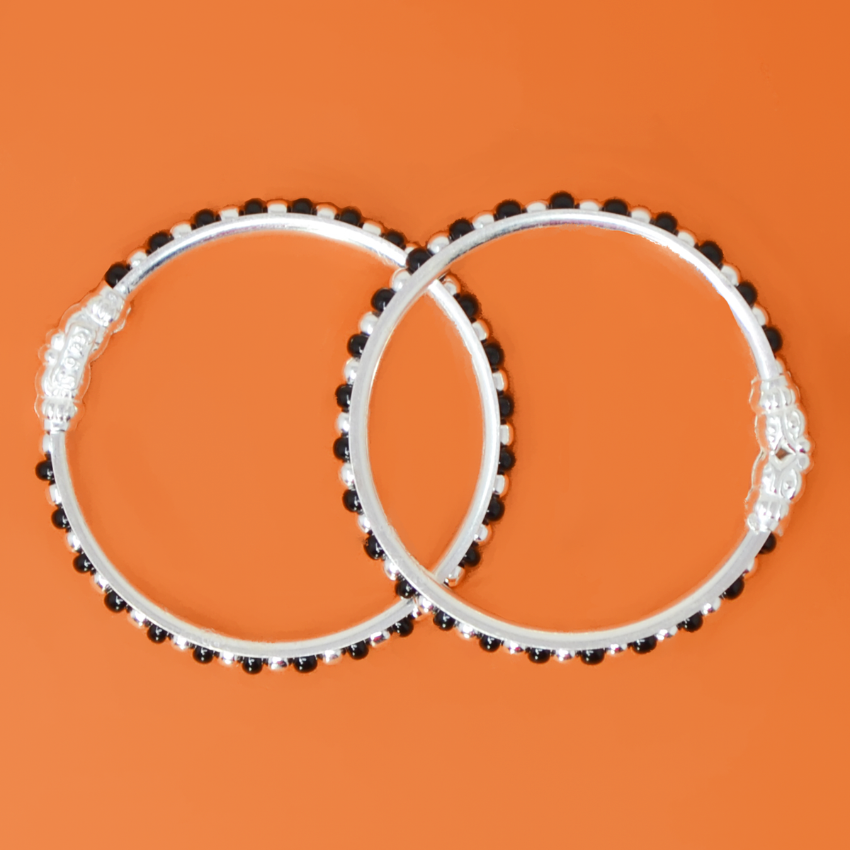Silver black beads bangles for baby Clearance