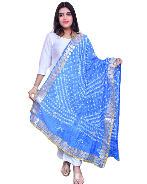 Fashionable Women's Sky Blue Bandhej Dupatta/Chunni For Casual, Party (D30)
