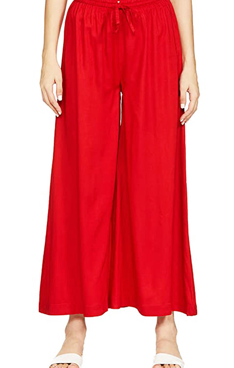 Designer Red Rayon Plazzo for Womens and Girls (D38)