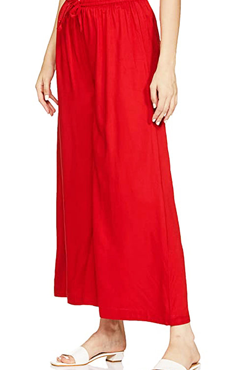 Designer Red Rayon Plazzo for Womens and Girls (D38)
