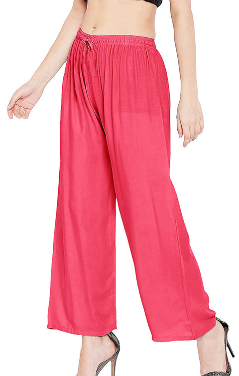 Designer Light Red Rayon Plazzo for Womens and Girls (D39)