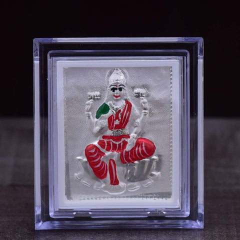 Laxmi Maa Pure Silver Frame for Housewarming, Gift and Pooja  2.5 X 3 (Inches) - PAAIE