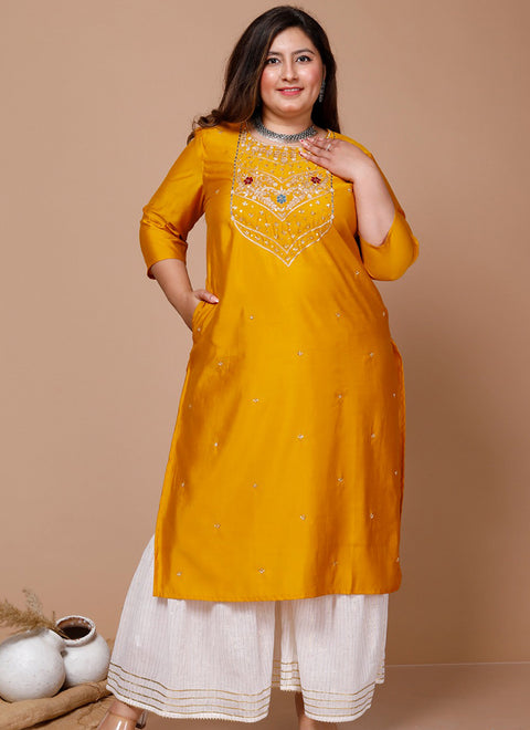 Designer Mustard Yellow Color Indian Ethnic Kurti in Fancy For Casual Wear (D841)