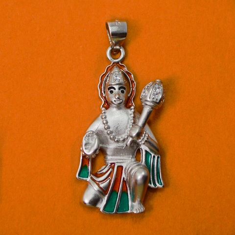 925 Hanuman Matte Silver Pendant (Design 36) - PAAIE