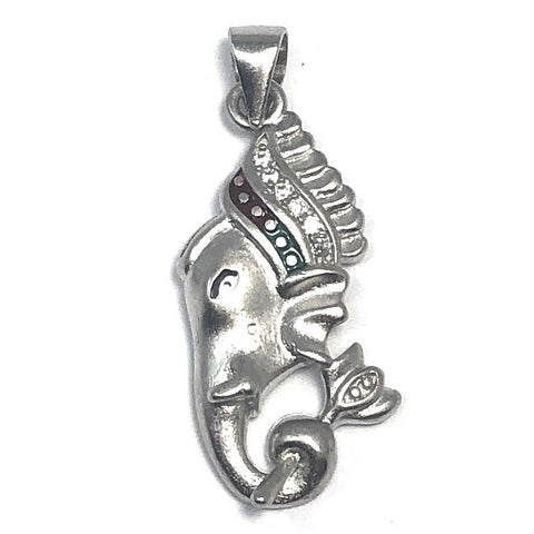 925 Ganesha Matte Silver Pendant (Design 45) - PAAIE