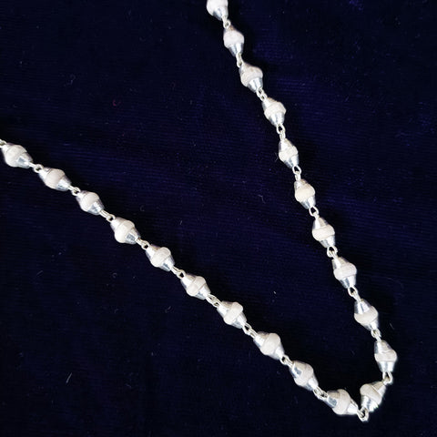 White Tulsi Mala With Pure Silver Caps - PAAIE