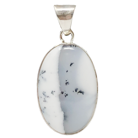 925 Dendritic Opal Oval Sterling Silver Pendant - PAAIE