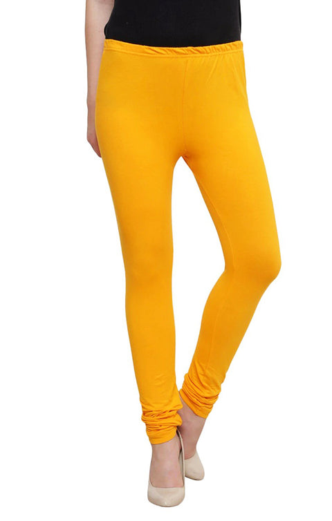 Ultra Soft Yellow Color Hosiery Churidar Solid Leggings for Womens and Girls (D10)
