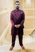 Designer Wine Color Silk Kurta Pajama with Waist Coat (D97)