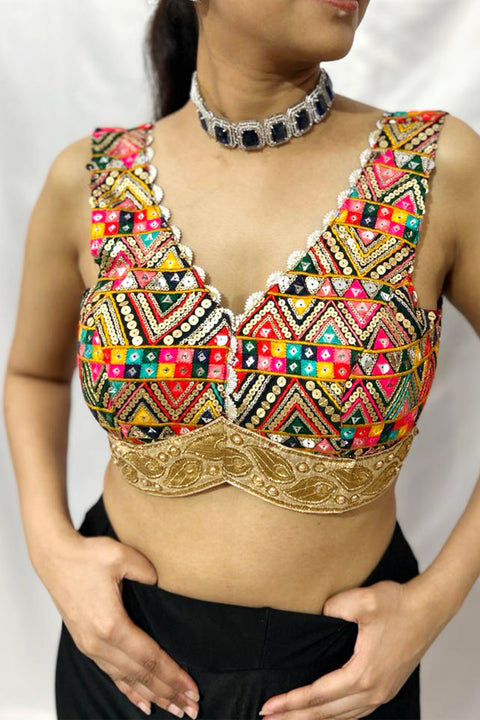 Multi Colored Designer Georgette Sequins Blouse For Party Wear (D1698)