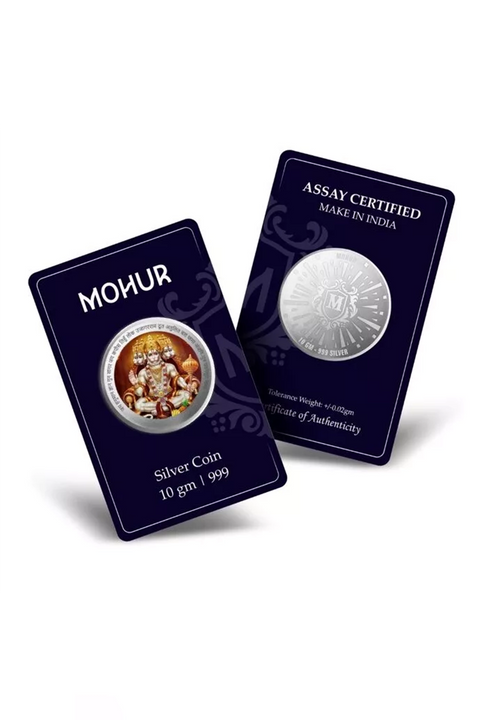 999 Pure Silver Panchmukhi Hanuman Ji 10 Grams Coin (Design 22)
