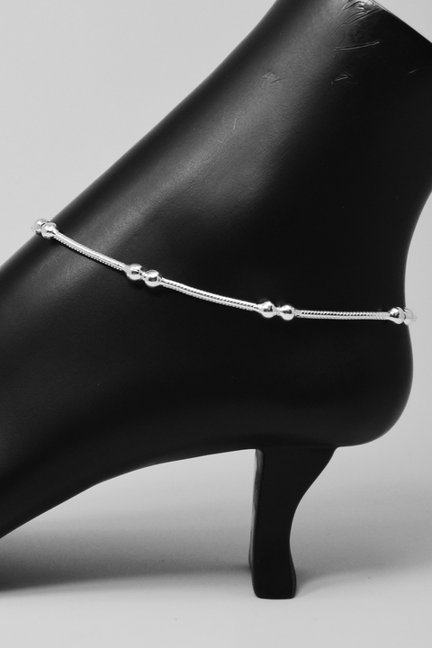 Silver Anklet (K8 Design) - 10.5 inches