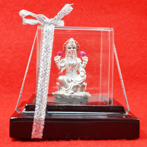 999 Pure Silver Lakshmi Idol with Flowers