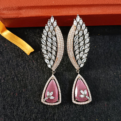 Oxidized  American Diamond Contemporary Earrings