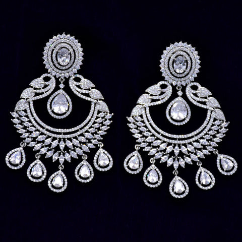 Pink-Green Stone Gold American Diamond Contemporary Earrings (E101)
