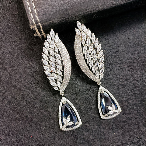Oxidized  American Diamond Contemporary Earrings