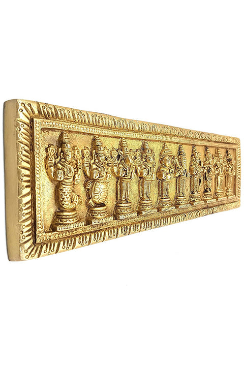 Brass Vishnu Dashavatar Dashavatara Dasavatharam Wall Hanging, Length - 13 Inches, Brass Wall Hanging, Standard, Pack of 1(Design 90)