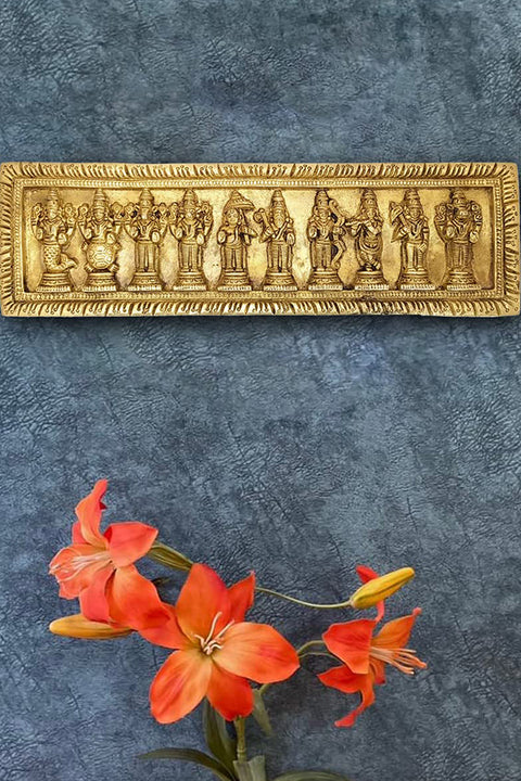 Brass Vishnu Dashavatar Dashavatara Dasavatharam Wall Hanging, Length - 13 Inches, Brass Wall Hanging, Standard, Pack of 1(Design 90)