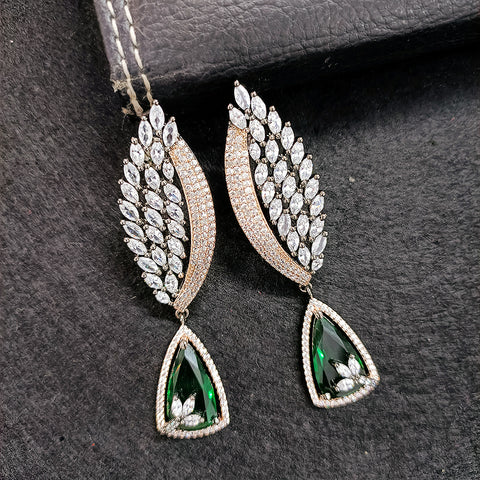 Oxidized  American Diamond Contemporary Earrings