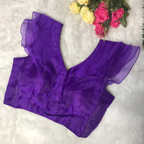 Purple Color Fancy Frill Blouse in Organza For Party Wear (D1509)