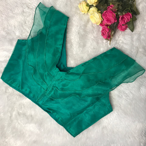 Green Color Fancy Frill Blouse in Organza For Party Wear (D1510)