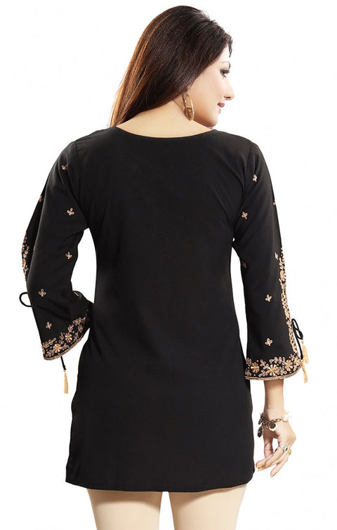 Black Faux Crepe Kurti