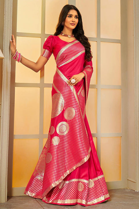 Pink Color Party Wear Weaving Soft Banarasi Silk Saree (D704)