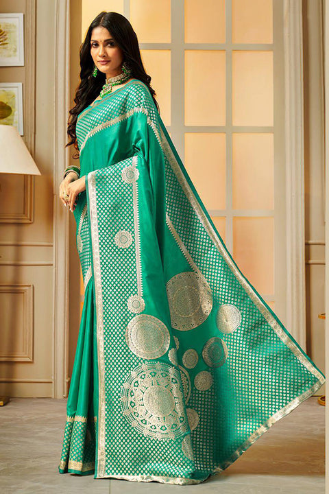 Teal Green Color Party Wear Weaving Soft Banarasi Silk Saree (D706)