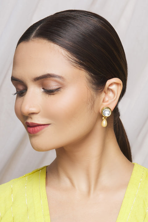 Designer Kundan Gold Plated Studs (E793)