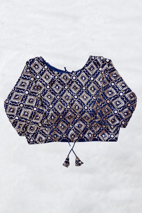 Teal Blue Colored Designer Georgette Sequins Blouse For Party Wear (D1667)