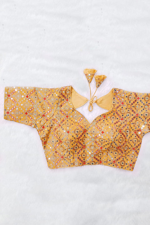 Golden Colored Designer Georgette Sequins Blouse For Party Wear (D1670)