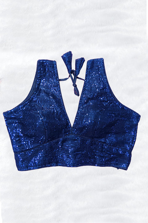Blue Colored Designer Georgette Sequins Blouse For Party Wear (D1688)