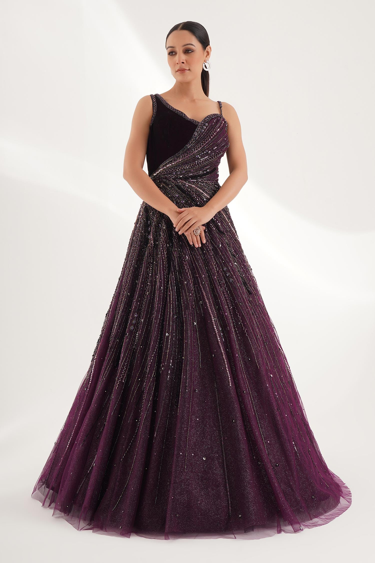 sari evening dresses Shimmering Sari Drape Gown I Dash & Dot M main image 1